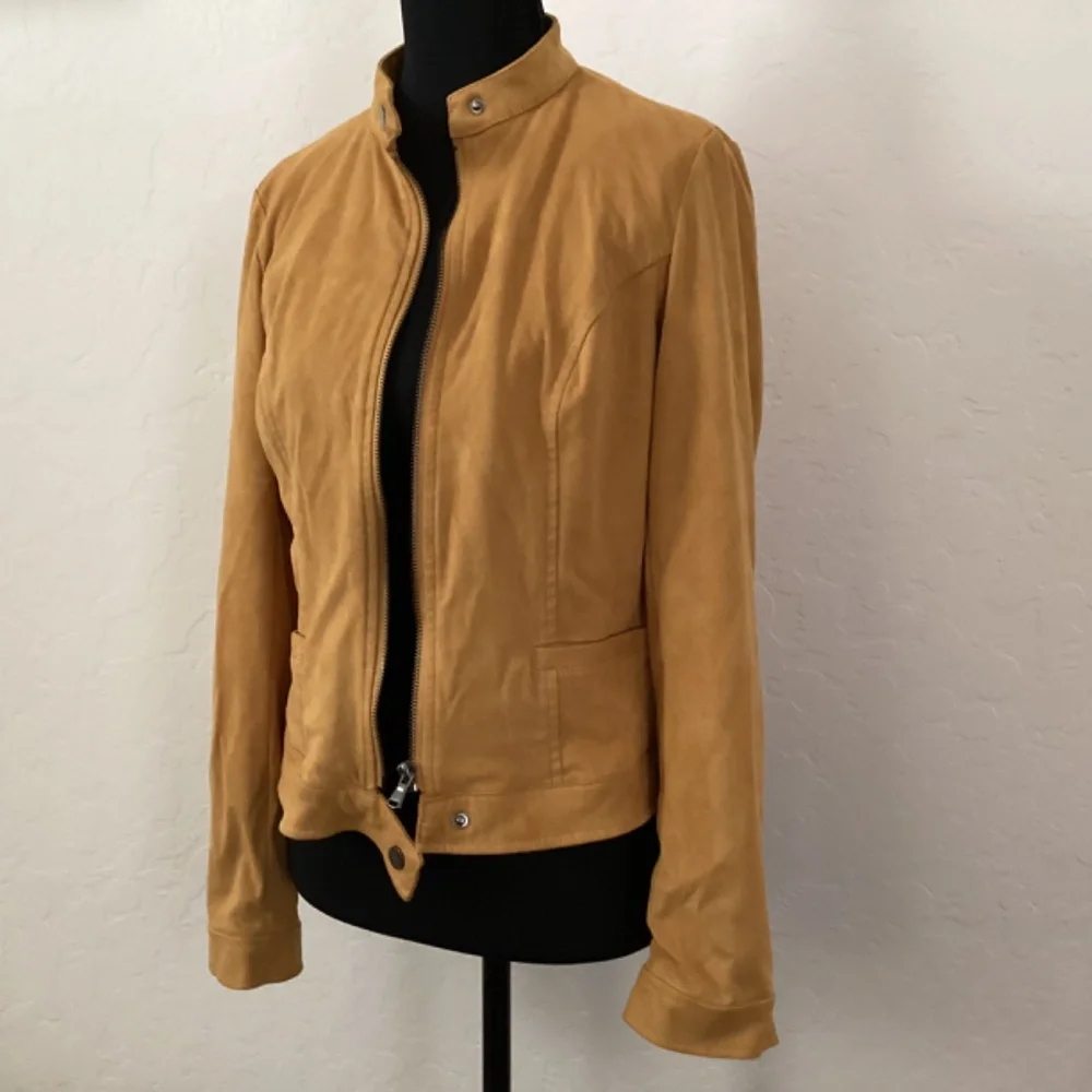 Coffee Shop New York, NWOT, sz S, faux suede, mustard yellow moto jacket - Picture 2 of 10